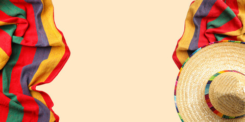 Obraz premium Sombrero and blanket wait for a festive Cinco de Mayo event