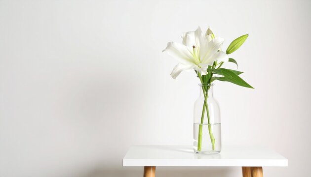 Elegant white lily flower displayed beautifully in clear glass vase centerpiece