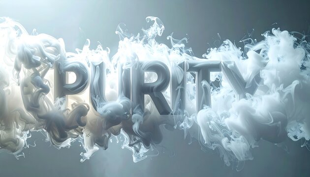 The word PURIFY surrounded by white smoke in a bright environment.