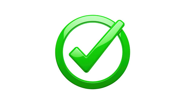 Green checkmark icon on black background