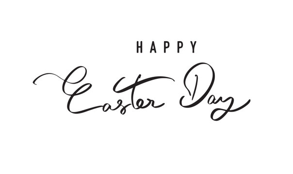 Happy Easter day text font calligraphy hand written lettering script black color object icon happy easter day april month bunny rabbit animal pet religion beautiful template happy easter day funny art