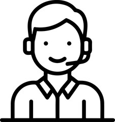 Obraz premium Hand Drawn Male Customer Service Agent Black and White Avatar Illustration in Minimal Line Art Style Design