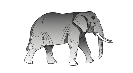 Obraz premium Elephant standing isolated on a white background illustration