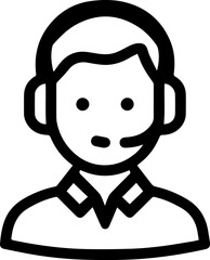 Obraz premium Hand Drawn Male Customer Service Agent Black and White Avatar Illustration in Minimal Line Art Style Design