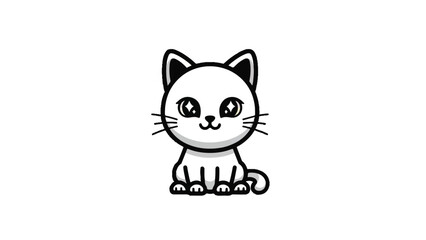 Fototapeta premium Adorable Cartoon Cat Illustration Sitting Cute.