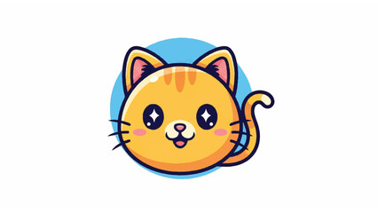 Obraz premium Adorable Cartoon Cat Face with Curved Tail.