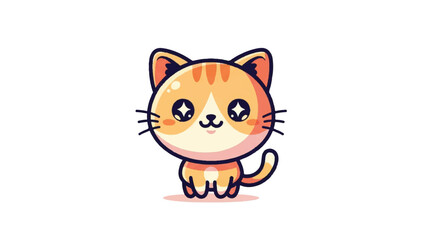 Fototapeta premium Adorable Cartoon Orange Kitten Illustration.