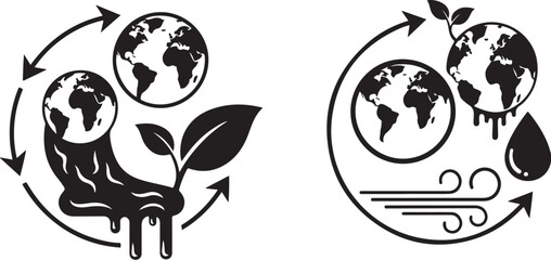Obraz premium Earth Conservation and Pollution Environmental Awareness Icons Set