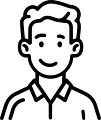 Obraz premium Hand Drawn Male Customer Service Agent Black and White Avatar Illustration in Minimal Line Art Style Design