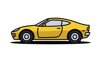 Yellow classic sports coupe vehicle side.