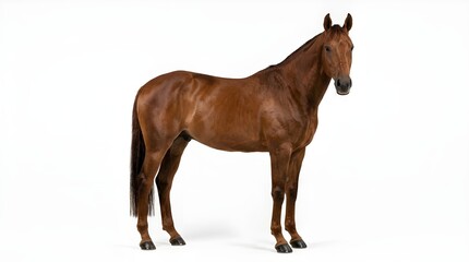 Obraz premium Realistic horse isolated on pure white background, strong farm animal full body studio image