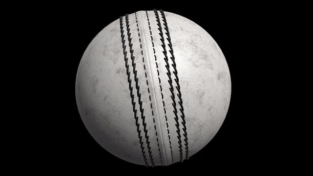 White Rough Cricket Leather Ball Spinning Animation Video for Sports Broadcasting, Cricket Promotions, and Digital Media Projects