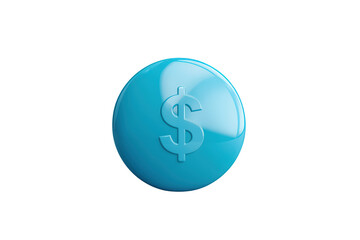 Obraz premium Blue glossy dollar sign icon representing currency, finance, payment, and digital money on transparent background