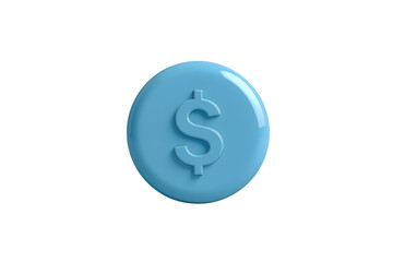 Obraz premium Light blue glossy 3d dollar sign coin icon on transparent background, symbolizing finances, economy, wealth, and banking
