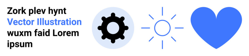 Innovation, creativity, relationships, brightness, positivity, functionality. A gear, sun and heart in minimalist design. Innovation and creativity concept functionality and positivity © robu_s