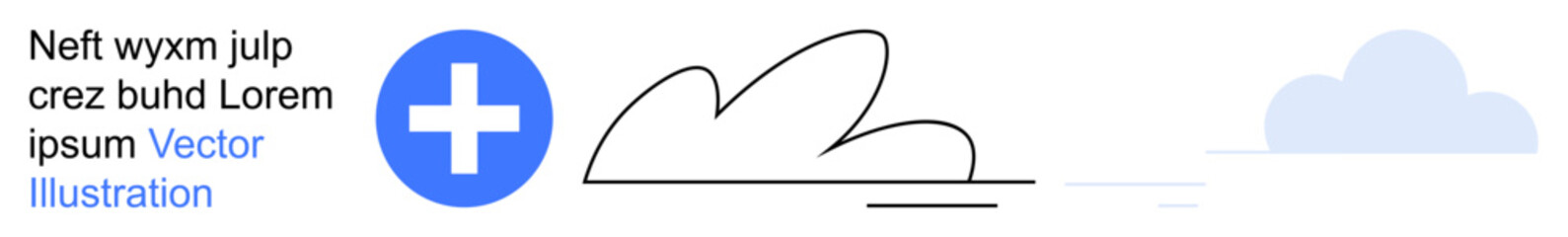 Obraz premium Health services, medical care, technology, wellness, nature, abstract concepts. Blue medical cross and cloud with minimalist strokes. Health services and medical care