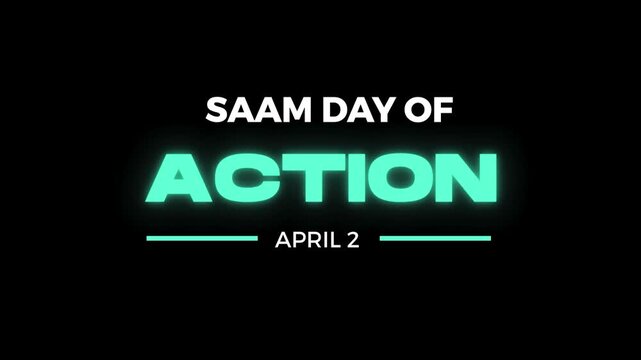 SAAM Day of Action Neon Light Typography Animation on Dark Background. Awareness Campaign Motion