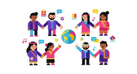 Fototapeta premium Diverse People Holding Hands Around the Globe Symbolizing Unity and Global Connection