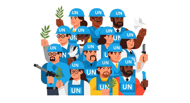 Diverse International Team of United Nations Peacekeepers Promoting Global Harmony and Security Through Collaborative Efforts