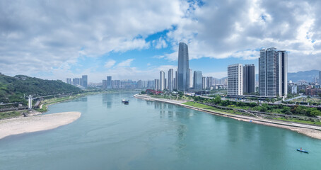 Panoramic View of Yibin City Along the Yangtze River