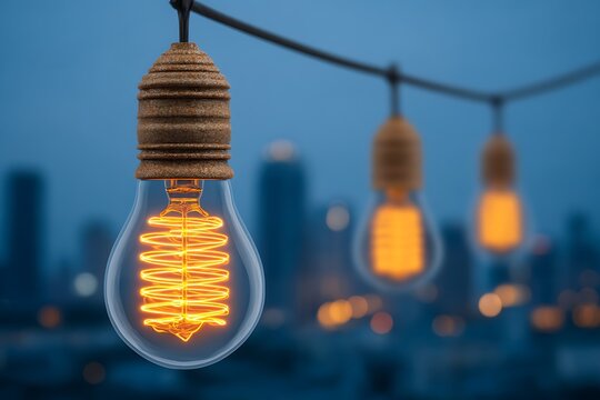 Vintage Edison Bulbs City Night Lights.