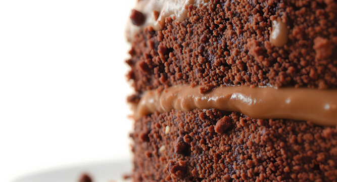 Macro Close Up of Airy Chocolate Sponge Cake Texture