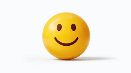 Fototapeta premium Cute funny yellow smile emoji. Cartoon smiley face emotion icon on white background