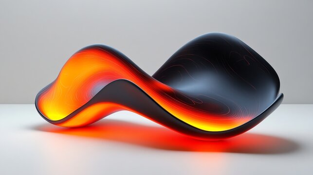 Abstract Black and Orange Wave Sculpture Modern Artistic Design