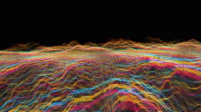 Futuristic abstract line red yellow aqua element balls waveform oscillation