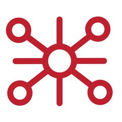 Obraz premium red symbol with lines and circles on white background representing connection and network