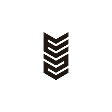 Letter E and number 2, ribbon geometric symbol simple logo vector