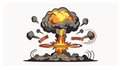 Comic style nuclear blast mushroom cloud explosion vector illustration © MD