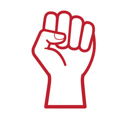 Obraz premium red fist icon raised hand symbol for protest or solidarity movement