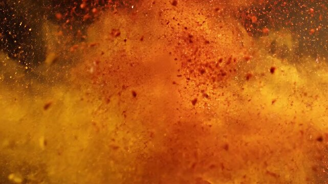 Explosion of colorful spice powder in motion