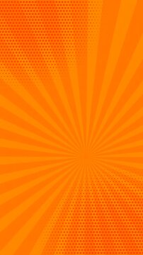Bright orange gradient sunburst shape abstract background animation with halftone dot element