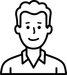 Fototapeta premium Hand Drawn Male Customer Service Agent Black and White Avatar Illustration in Minimal Line Art Style Design