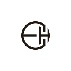 Obraz premium Letter EH circle, square geometric symbol simple logo vector