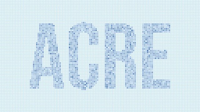 Acre, Brazil dotted map animation. Digital style shape of the state. Acre, Brazil shape and title dots appear with bulb flickering effect. Intro, outro, logo, title video.