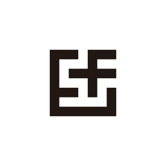 Letter E and f square, unique geometric symbol simple logo vector