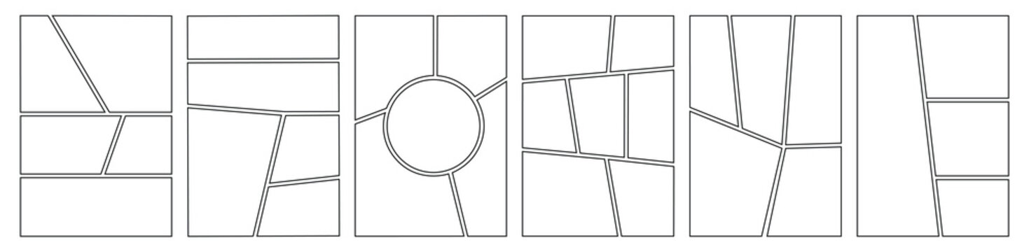Professional comic book storyboard templates with diverse panel structures and creative layouts