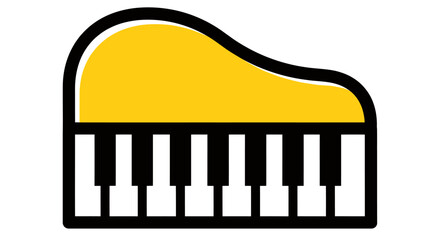 Stylized yellow piano keyboard icon representing music and creativity.