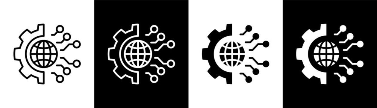 digitalization white icon set design
