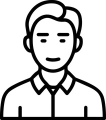 Obraz premium Hand Drawn Male Customer Service Agent Black and White Avatar Illustration in Minimal Line Art Style Design