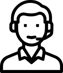 Obraz premium Hand Drawn Male Customer Service Agent Black and White Avatar Illustration in Minimal Line Art Style Design
