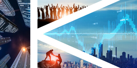 K字型経済イメージ　格差社会　バナー・広告向け横長ビジュアル © metamorworks