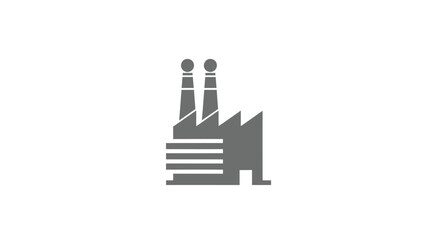 Fototapeta premium Simple gray factory icon with two chimneys on white background.