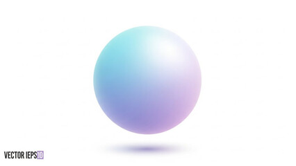 Iridescent pastel sphere with gradient colors floating on white background