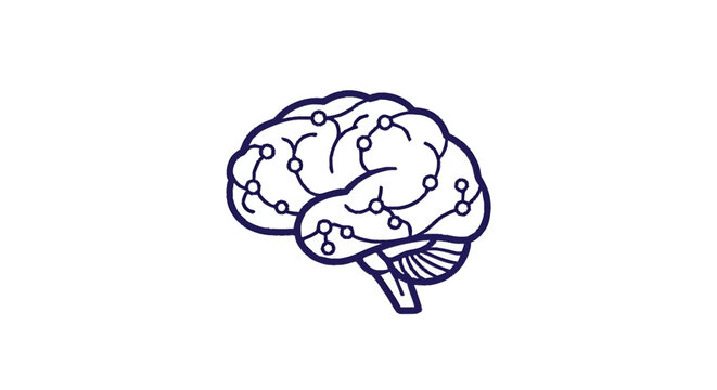 Stylized Brain Illustration with Neural Network Connections.