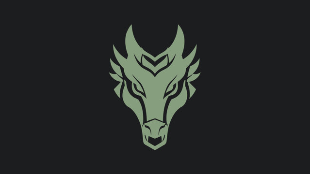 Stylized Dragon Head Emblem with Fierce Expression.