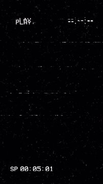 VHS Play Screen Overlay with Static Noise, Timecode, and Analog Glitch Lines Vintage 80s 90s Aesthetic Background Loop 4K 4k video animation seamless loop